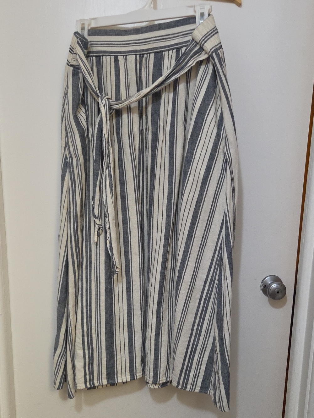 Time and Tru Neutral Striped Wrap Maxi Skirt